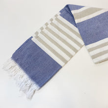 Load image into Gallery viewer, Turkish Towel - Gia Roma (Navy and Tan)