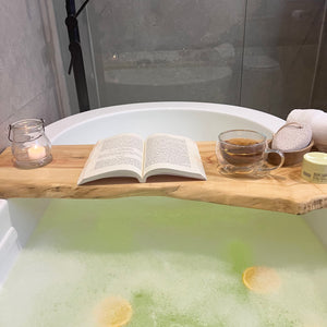 Amira White Oak Live Edge Solid Wood Bathtub Tray